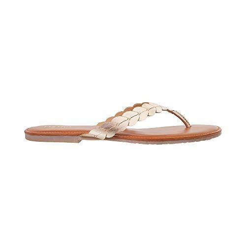 Metro Women Chikoo Metallic Gold Strap Detail Casual Fashion Slippers UK/8 EU/41 (32-1001) - Image 2