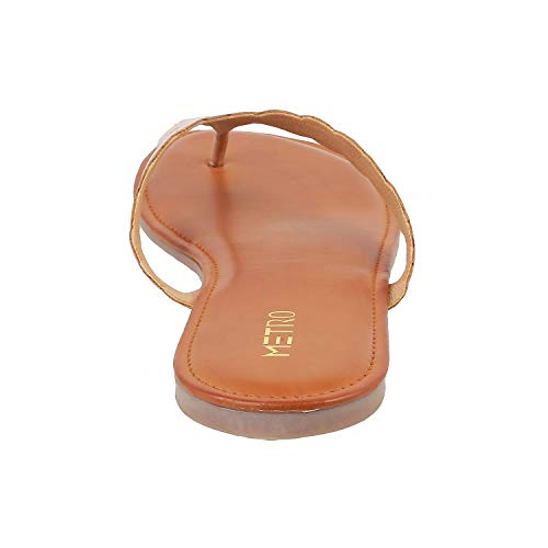 Metro Women Chikoo Metallic Gold Strap Detail Casual Fashion Slippers UK/8 EU/41 (32-1001) - Image 3