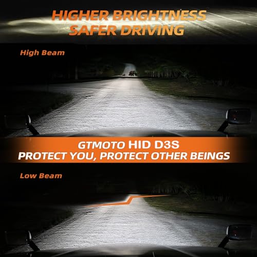 GTMOTO D3S Xenon Bulbs for Chrysler 300 200 Pacifica Voyager HID Headlights, 35W OEM D3SC1 4300K Bi-xenon Headlamp, 6000K Cool Bright White Projector Light Replacement, 2 Pack - Image 3