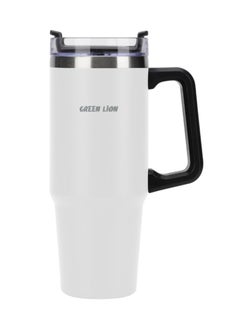 GREEN LION Green Lion Vacuum Travel Mug, 900ml, Stainless Steel Material, 24H Keep Cold, 16H Keep Hot, Portable Handle, Wide Opening, Easy Cleaning, Cupholder Friendly, Lightweight (White)  - Image 1