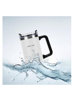 GREEN LION Green Lion Vacuum Travel Mug, 900ml, Stainless Steel Material, 24H Keep Cold, 16H Keep Hot, Portable Handle, Wide Opening, Easy Cleaning, Cupholder Friendly, Lightweight (White)  - Image 2