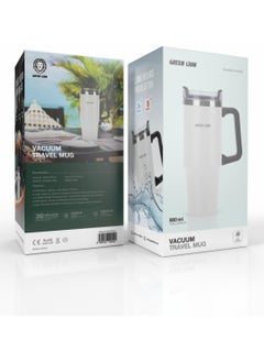 GREEN LION Green Lion Vacuum Travel Mug, 900ml, Stainless Steel Material, 24H Keep Cold, 16H Keep Hot, Portable Handle, Wide Opening, Easy Cleaning, Cupholder Friendly, Lightweight (White)  - Image 5