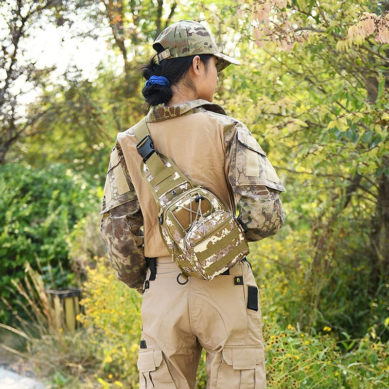 Viriber Tactical Backpack, Waterproof Military Cross-body Molle Sling Shoulder Backpack Chest Bag for Outdoor Every Day Carry Camouflage B - Image 2