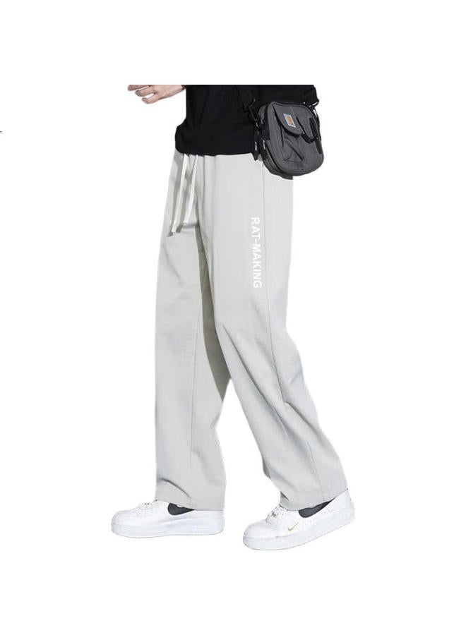 PLAYBOY Men'S Casual Pants Summer Ice Silk Loose Straight Wide Leg Thin Fashion Sports Trousers - Image 2