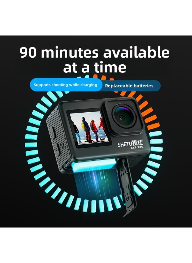Generic Photographer 5K Dual-screen Sports Camera Anti-shake Motorcycle Driving Recorder Riding X10 HD Vlog Video Recorder-Color:32G TF Card  - Image 5