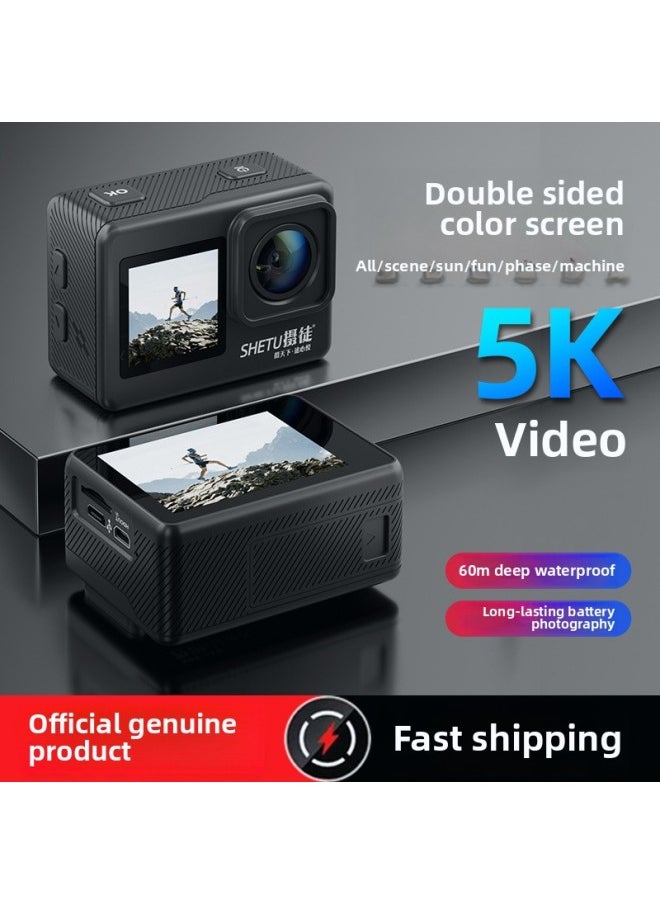 Generic Photographer 5K Dual-screen Sports Camera Anti-shake Motorcycle Driving Recorder Riding X10 HD Vlog Video Recorder-Color:32G TF Card  - Image 2