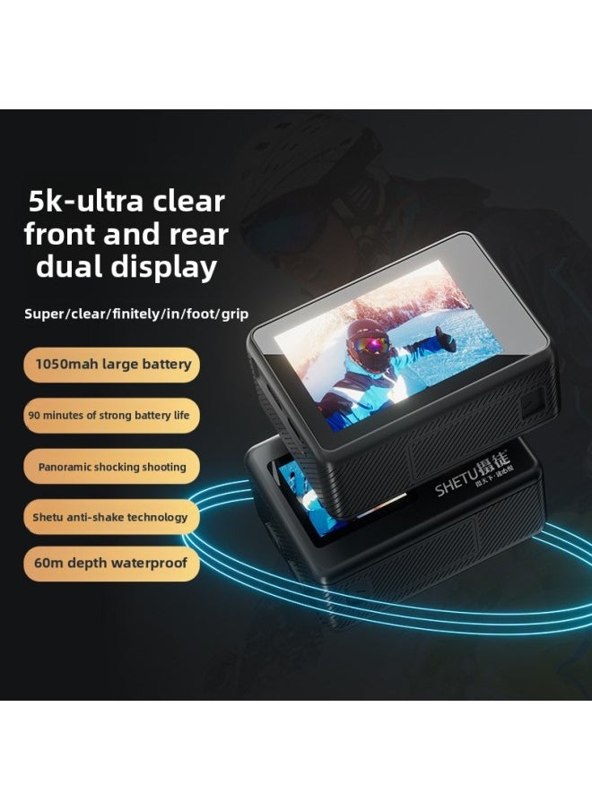 Generic Photographer 5K Dual-screen Sports Camera Anti-shake Motorcycle Driving Recorder Riding X10 HD Vlog Video Recorder-Color:32G TF Card  - Image 4