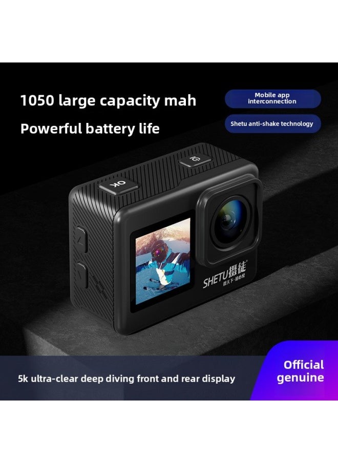 Generic Photographer 5K Dual-screen Sports Camera Anti-shake Motorcycle Driving Recorder Riding X10 HD Vlog Video Recorder-Color:32G TF Card  - Image 3