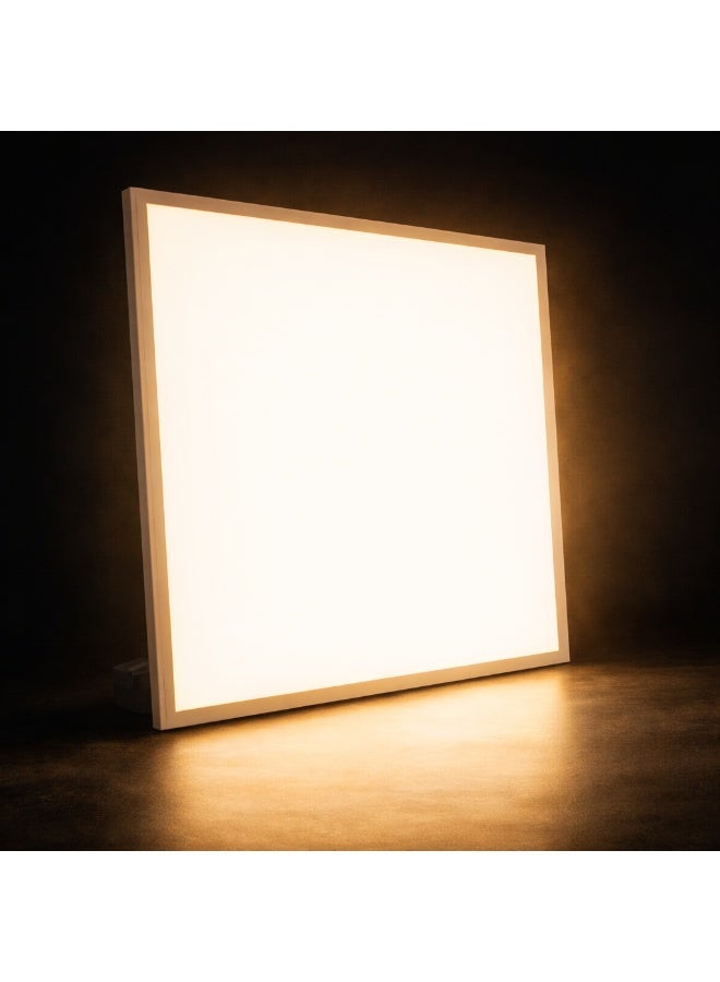 60x60 LED Panel Light 36W 3000K Warm White 3300LM 120° Beam IP44 White Aluminum Frame with Remote Driver 595x595mm – German Company - Image 1