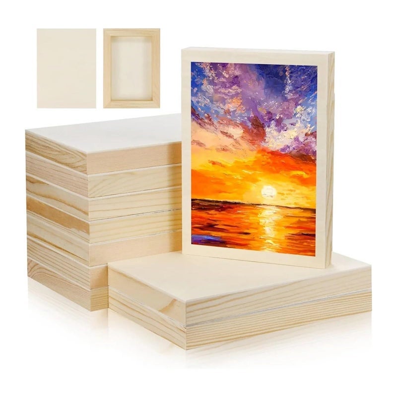 ARS 8 Pieces 5.5x7 Inch Unfinished Wood Panels for Acrylic Pouring and Oil Painting, providing unlimited painting space for you to create the artwork. - Image 2