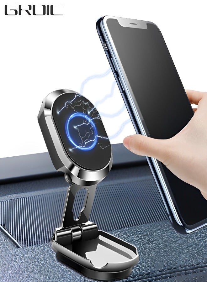 GROIC Magnetic Phone Holder for Car, Foldable Magnetic Phone Support Mount Multi-Functional Collapsible Car Phone Stand, Car Dashboard Mount Suitable for All Cell Phone - Image 1