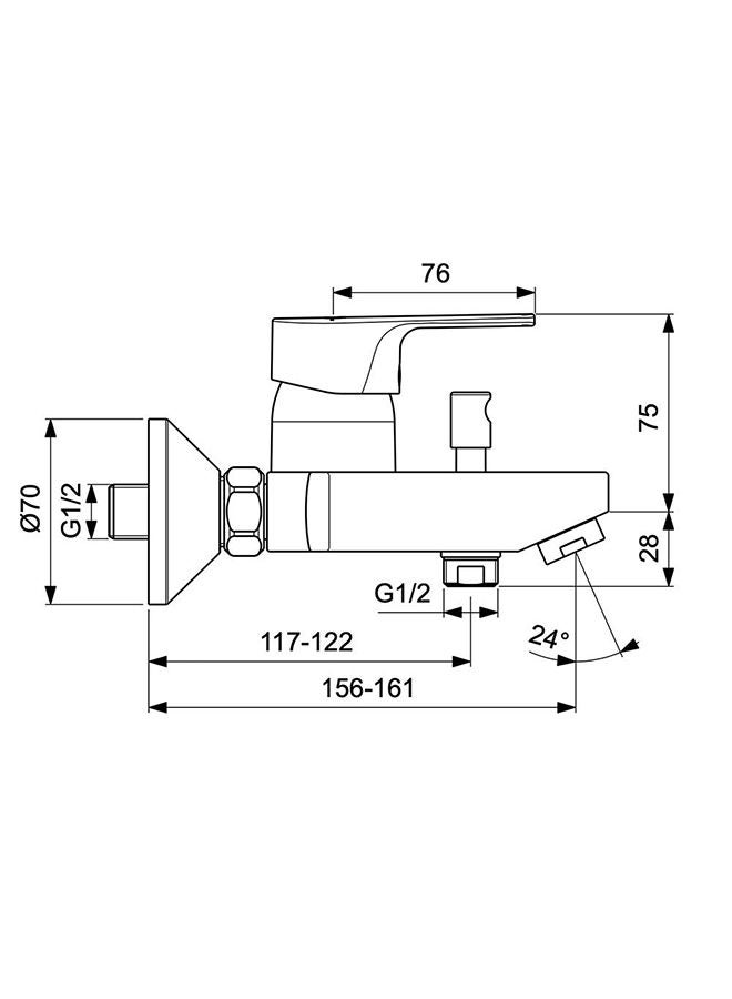 Ideal Standard خلاط دش سيرافين D نحاسي مع دش مطري ومقبض واحد، رشاش يدوي كروم - Image 2