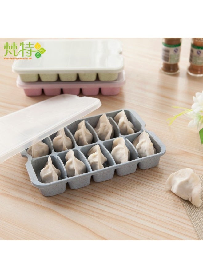 Generic - Fante Wheat Straw Health And Environmental Protection Multifunctional Dumpling Storage Box Fresh Storage Box-Specifications:Gray And Blue - Image 1