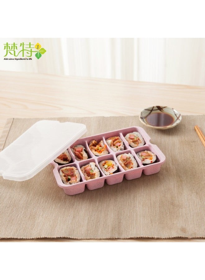 Generic - Fante Wheat Straw Health And Environmental Protection Multifunctional Dumpling Storage Box Fresh Storage Box-Specifications:Gray And Blue - Image 1