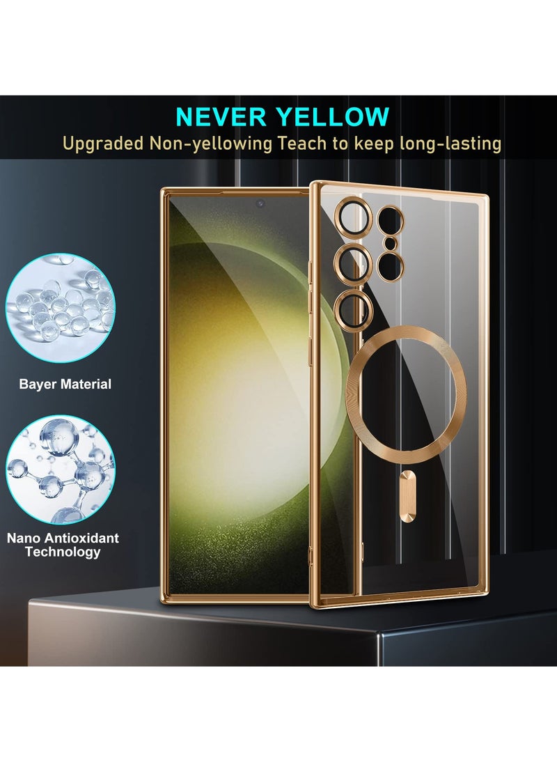 SYOSI Magnetic Case for Samsung Galaxy S24 Ultra, Magnetic Clear Case with Camera Lens Protector for Galaxy S24 Ultra, Slim Thin Soft Case Cover with Plating Anti-Scratch Full Protection (Gold) - Image 4