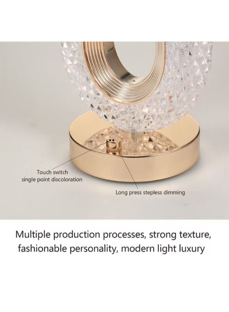 Dream Zone Crystal Table Lamp Rose Diamond Touch Lamp With USB 3 Color Crystal LED Light 3 Light Intensities Tactile Switch - Image 4