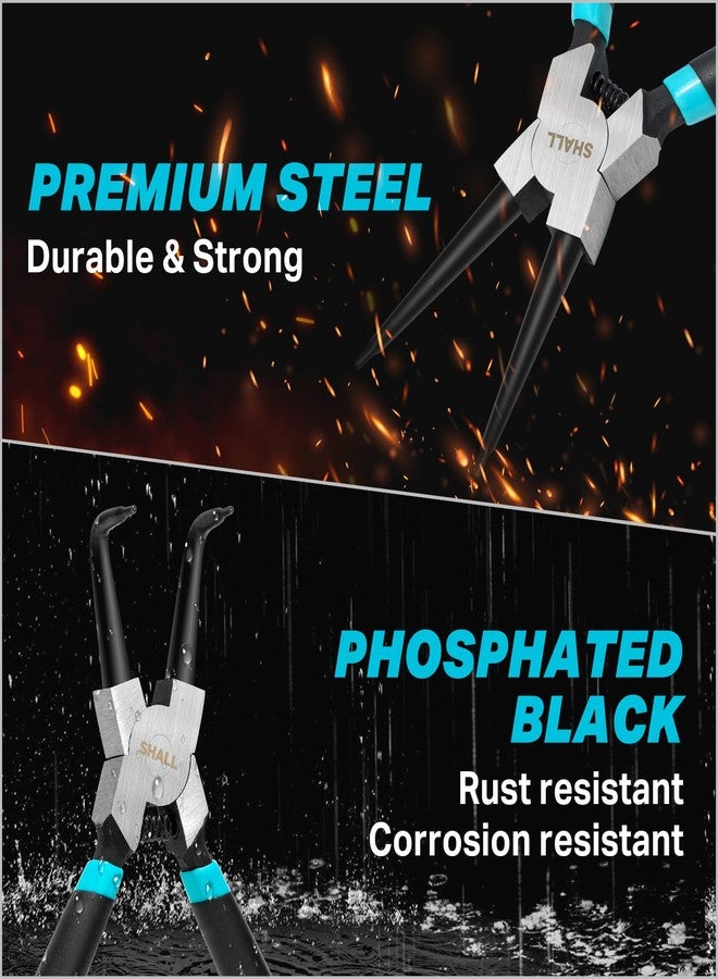 SHALL 4PCS Snap Ring Pliers Set, 7-Inch Internal External Circlip Pliers, Straight Bent C-clip Pliers Lock Ring Pliers, 5/64" Tip, Heavy Duty Reverse Pliers for Ring Remover Retaining w/Portable Pouch - Image 4