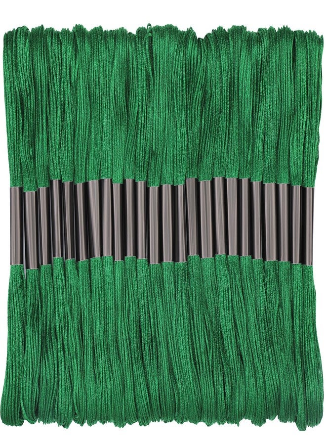 Dercuy 24 Skeins Embroidery Thread,Green Embroidery Cross Floss, Embroidery Thread Floss Set with Plastic Floss Bobbins,Needle Threader, Hand Sewing Needle - Image 1