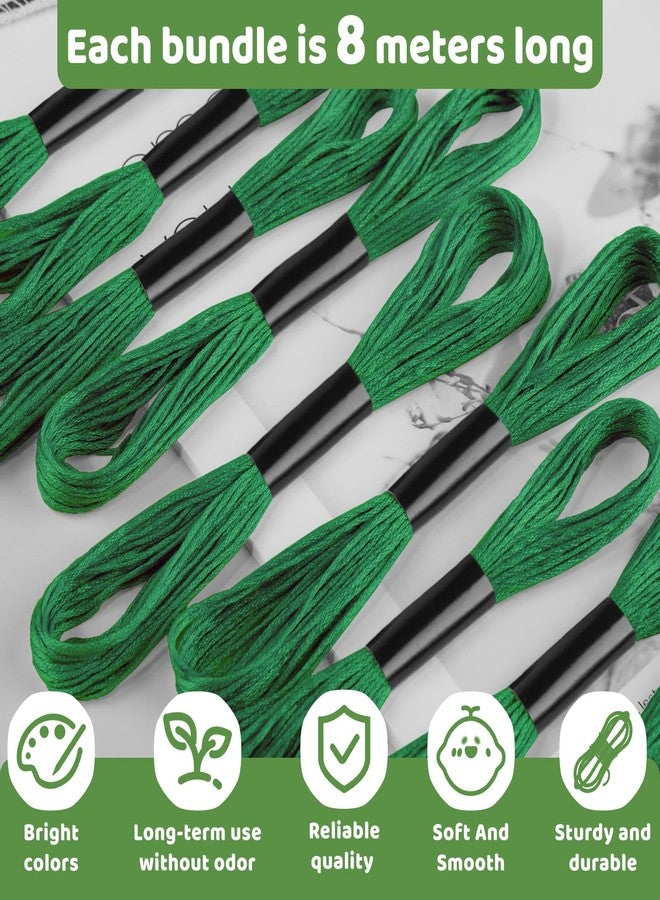 Dercuy 24 Skeins Embroidery Thread,Green Embroidery Cross Floss, Embroidery Thread Floss Set with Plastic Floss Bobbins,Needle Threader, Hand Sewing Needle - Image 4