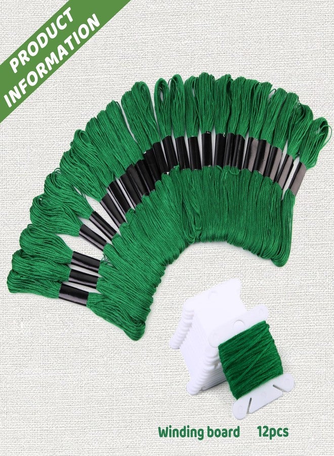 Dercuy 24 Skeins Embroidery Thread,Green Embroidery Cross Floss, Embroidery Thread Floss Set with Plastic Floss Bobbins,Needle Threader, Hand Sewing Needle - Image 3