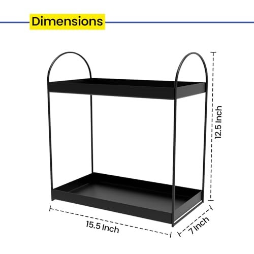 WonderStand Metal ROVA | 2-Tier Standing Spice Rack Storage Organizer, Bathroom Countertop Storage Shelf Cosmetic Organizer and Home/Kitchen Spice Rack (Black) - Image 3