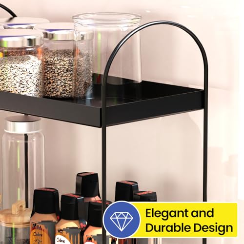 WonderStand Metal ROVA | 2-Tier Standing Spice Rack Storage Organizer, Bathroom Countertop Storage Shelf Cosmetic Organizer and Home/Kitchen Spice Rack (Black) - Image 4