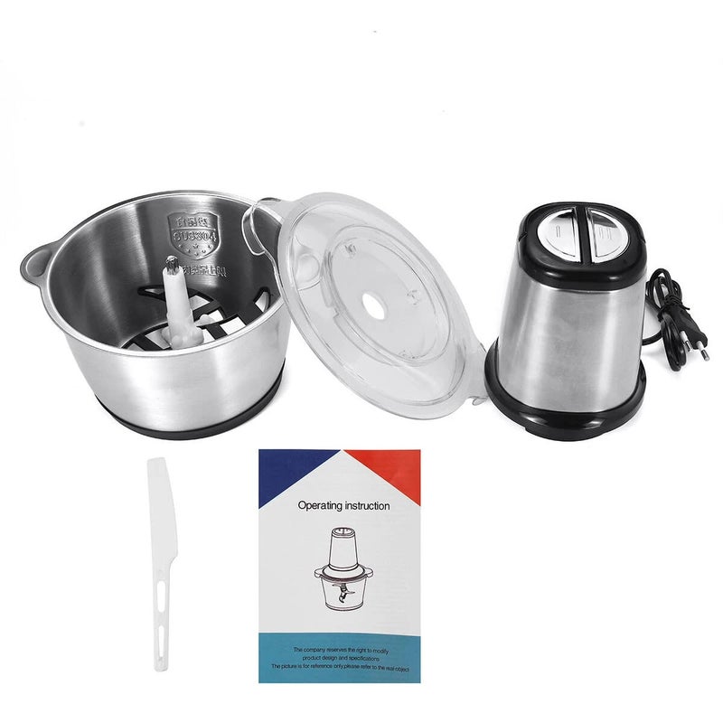 CREDLY Stainless Steel and Glass Electric Meat Grinders with Bowl for Kitchen Food Chopper Meat Vegetables Fruit and Nuts Blender 3L meat Grinder - Image 5