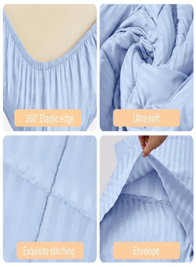 ZPECC Toddler Bedding Set - 4 Piece Hypoallergenic Baby Crib Bedding Set for Boys and Girls, Includes Toddler Comforter, Flat Sheet, Fitted Sheet and Pillowcase, Baby Blue - Image 3