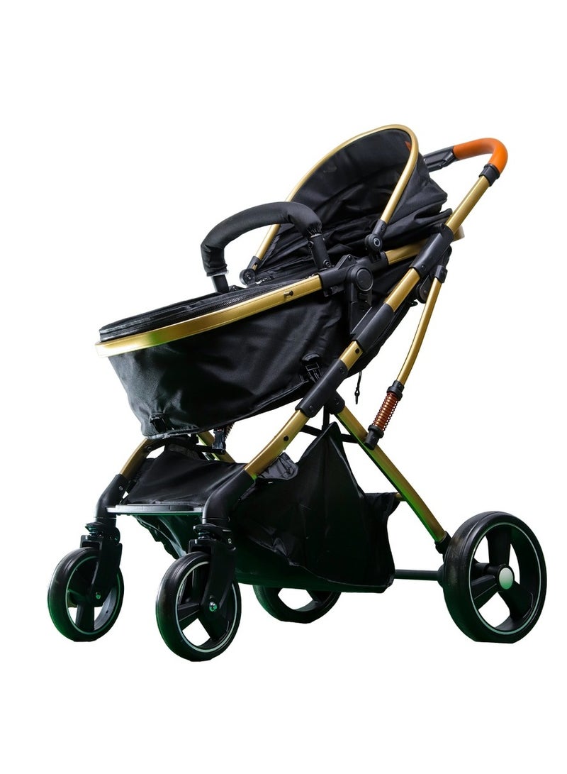 Luxury Baby Aluminum Stroller 2 in 1 Black - G6 - Image 1