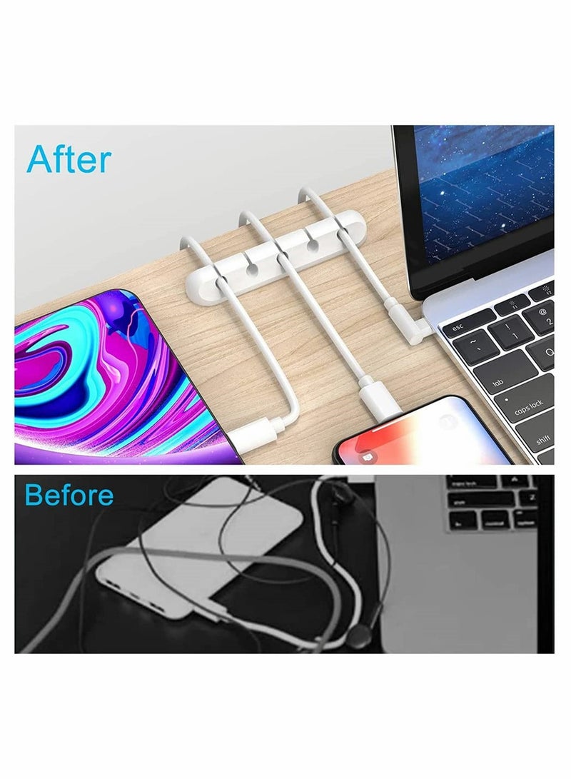 KASTWAVE Cable Organizer, White Cable Clips Wire Holder, Cord Organizer Cable Holder for Desk Wire Organizer, Nightstand Cable Management for Car Phone Cord Holder - Image 2