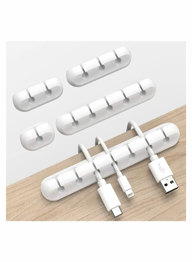 KASTWAVE Cable Organizer, White Cable Clips Wire Holder, Cord Organizer Cable Holder for Desk Wire Organizer, Nightstand Cable Management for Car Phone Cord Holder - Image 1