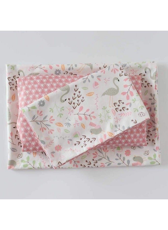 Emenpy 100% Cotton Crib Bedding Set for Baby Boys Girls,3 Pcs Baby Bed Linen Include Duvet Cover,Fitted Sheet,Pillowcase,Nursery Decoration,No Filler(Pink) - Image 2