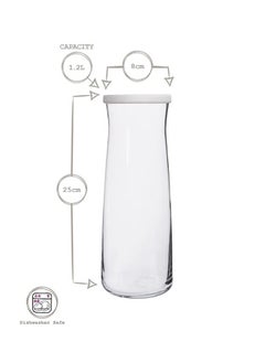 LAV Glass Jug With Lid Clear/White 1.2L  - Image 4