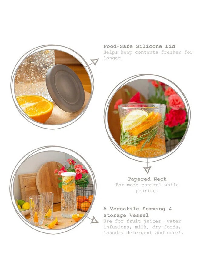LAV Glass Jug With Lid Clear/White 1.2L  - Image 3