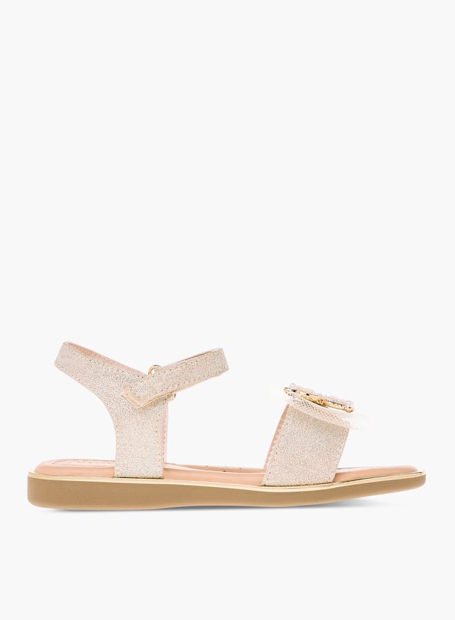 جونيورز صنادل بناتي مزينة بفيونكة مع إغلاق بشريط لاصق - Image 1