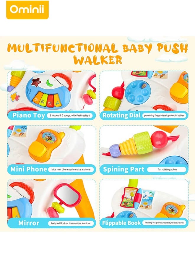 Ominii 3-in-1 Sit-to-Stand Activity Centers  Baby Walker – Push Walker and Sit Stand Two-in-One, Multifunctional Learning & Entertainment Center with Detachable Drawing Board, Piano Keys, Music, Shape Sorters & Lights, Perfect Gift for Boys & Girls  - Image 4
