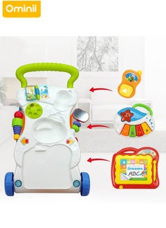 Ominii 3-in-1 Sit-to-Stand Baby Walker – Push Walker and Sit Stand Two-in-One, Multifunctional Learning & Entertainment Center with Detachable Drawing Board, Piano Keys, Music, Shape Sorters & Lights, Perfect Gift for Boys & Girls  - Image 3