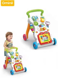 Ominii 3-in-1 Sit-to-Stand Baby Walker – Push Walker and Sit Stand Two-in-One, Multifunctional Learning & Entertainment Center with Detachable Drawing Board, Piano Keys, Music, Shape Sorters & Lights, Perfect Gift for Boys & Girls  - Image 2