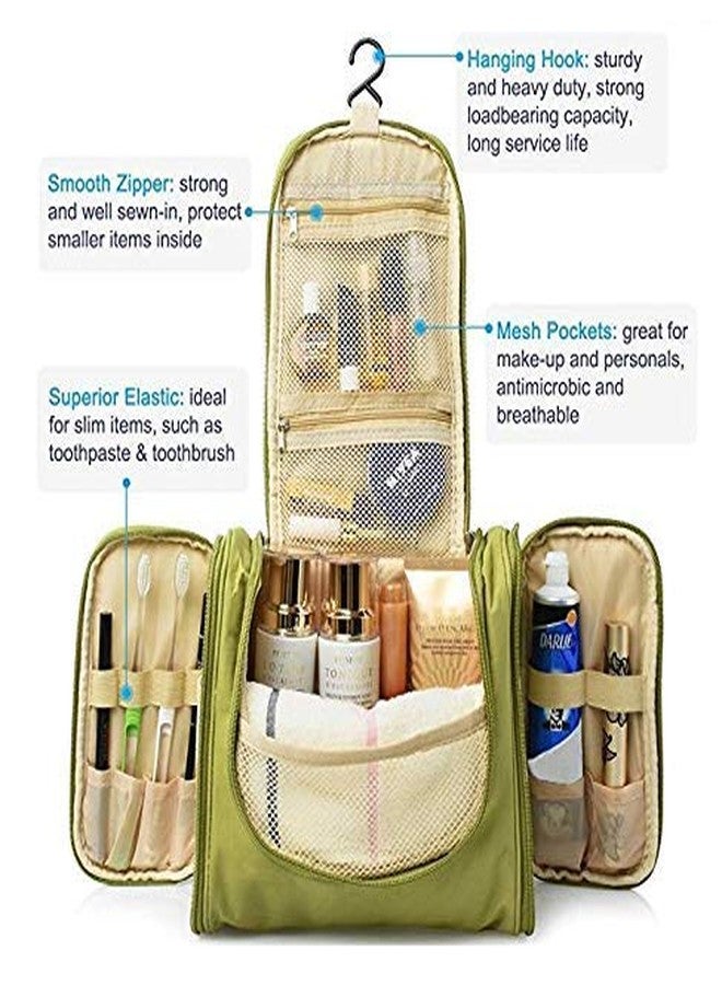 ERHETUS Multifunctional Extra Large Cosmetic bag for travel | Makeup Organiser for accessories for Women | Waterproof Household Grooming Kit Storage Bags with hook for hanging for men - Green - Image 3