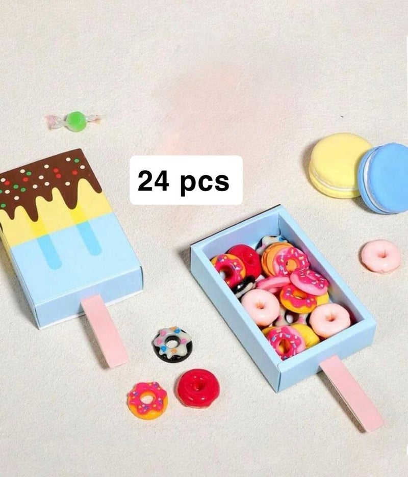 24 Pieces of Ice Cream Shaped Paper Gift Box, 3.6 * 2 Inch Small Paper Boxes in the Shape of a Cartoon for Gifts and Party Favors for Children, Beautiful Party Favors and Small Candy Boxes for Christmas and Wedding (Blue) - Image 1