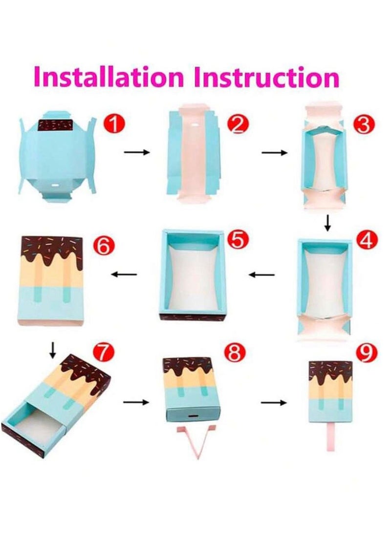 24 Pieces of Ice Cream Shaped Paper Gift Box, 3.6 * 2 Inch Small Paper Boxes in the Shape of a Cartoon for Gifts and Party Favors for Children, Beautiful Party Favors and Small Candy Boxes for Christmas and Wedding (Blue) - Image 3