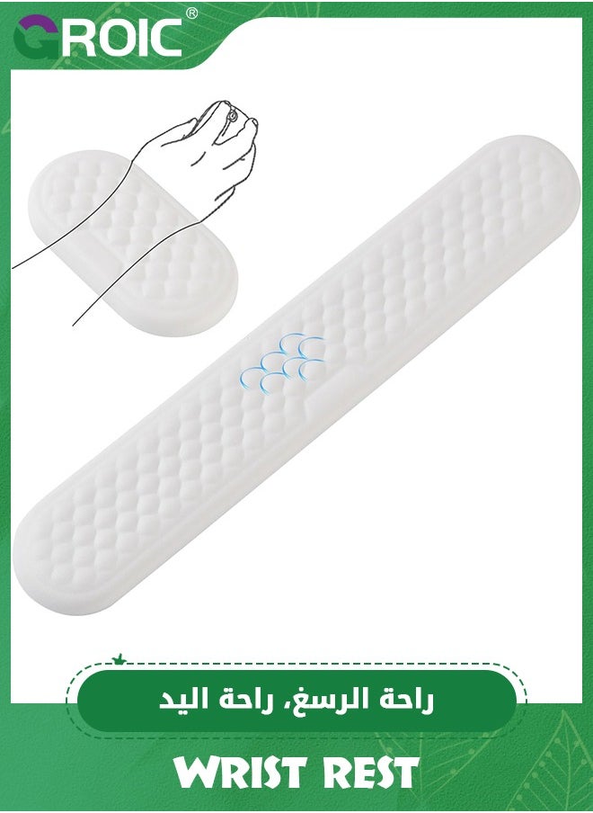 GROIC - White Keyboard Wrist Rest, The Ergonomic Keyboard Pad with PU Leather and Memory Foam, Comfortable Computer Laptop Wrist Support, Keyboard Cushion for Typing Pain Relief - Image 1