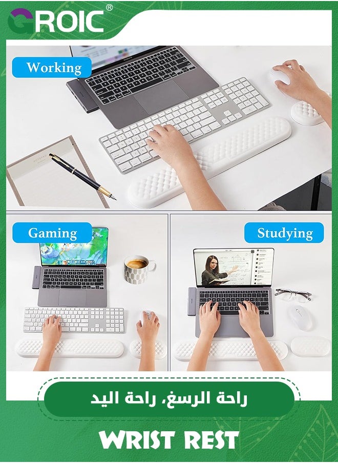 GROIC - White Keyboard Wrist Rest, The Ergonomic Keyboard Pad with PU Leather and Memory Foam, Comfortable Computer Laptop Wrist Support, Keyboard Cushion for Typing Pain Relief - Image 1