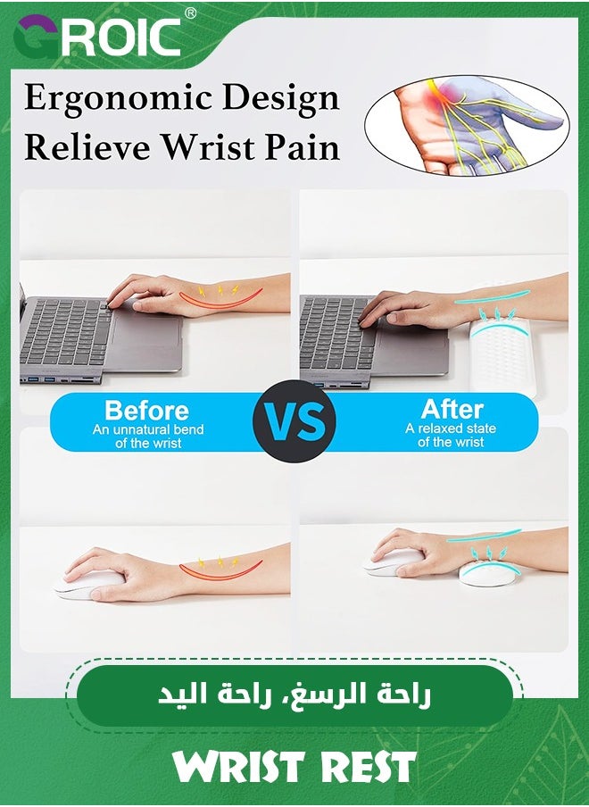 GROIC - White Keyboard Wrist Rest, The Ergonomic Keyboard Pad with PU Leather and Memory Foam, Comfortable Computer Laptop Wrist Support, Keyboard Cushion for Typing Pain Relief - Image 1