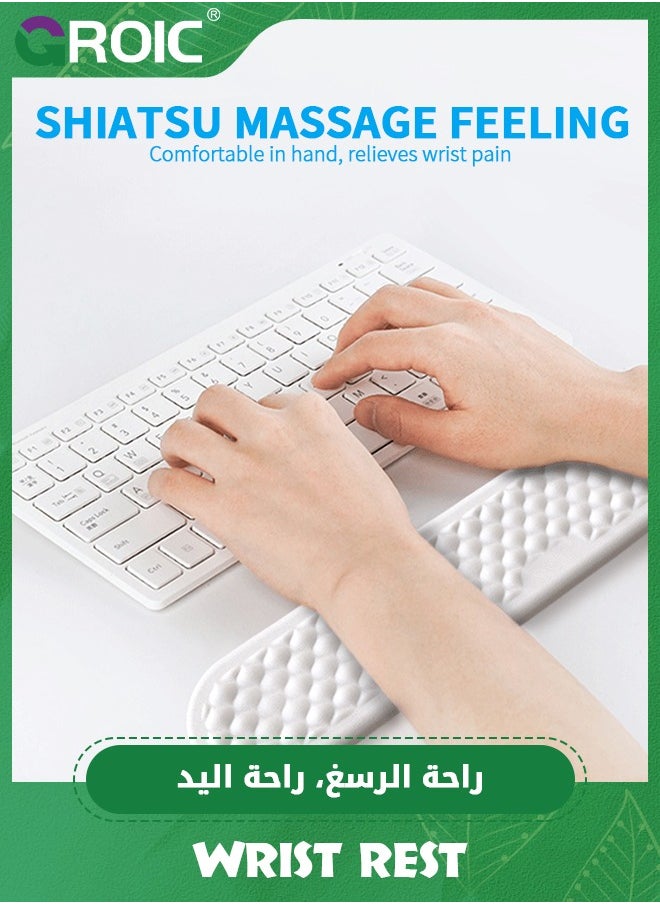 GROIC - White Keyboard Wrist Rest, The Ergonomic Keyboard Pad with PU Leather and Memory Foam, Comfortable Computer Laptop Wrist Support, Keyboard Cushion for Typing Pain Relief - Image 1