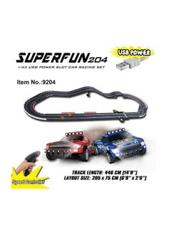 Joysway SHWY SUPERFUN 204 SLOT RACING SET 1:43 USB ,MEGA TRACKS,446CM 
