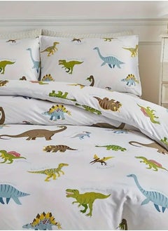 LUNA Home Single size 4 piece bedding set with dinosaur pattern duvet cover.  - Image 4
