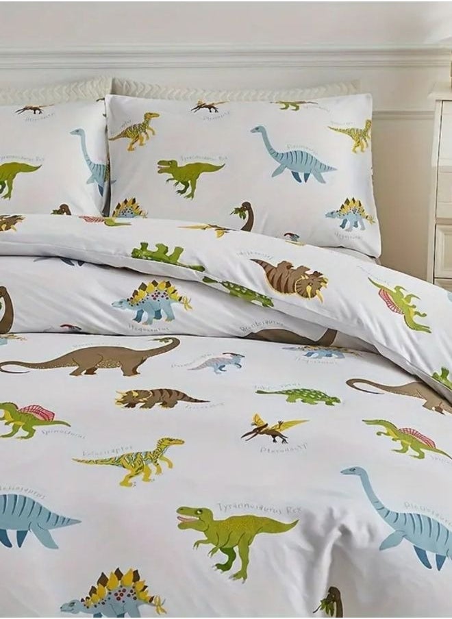 LUNA Home - Single size 4 piece bedding set with dinosaur pattern duvet cover. - Image 1