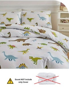 LUNA Home Single size 4 piece bedding set with dinosaur pattern duvet cover.  - Image 5