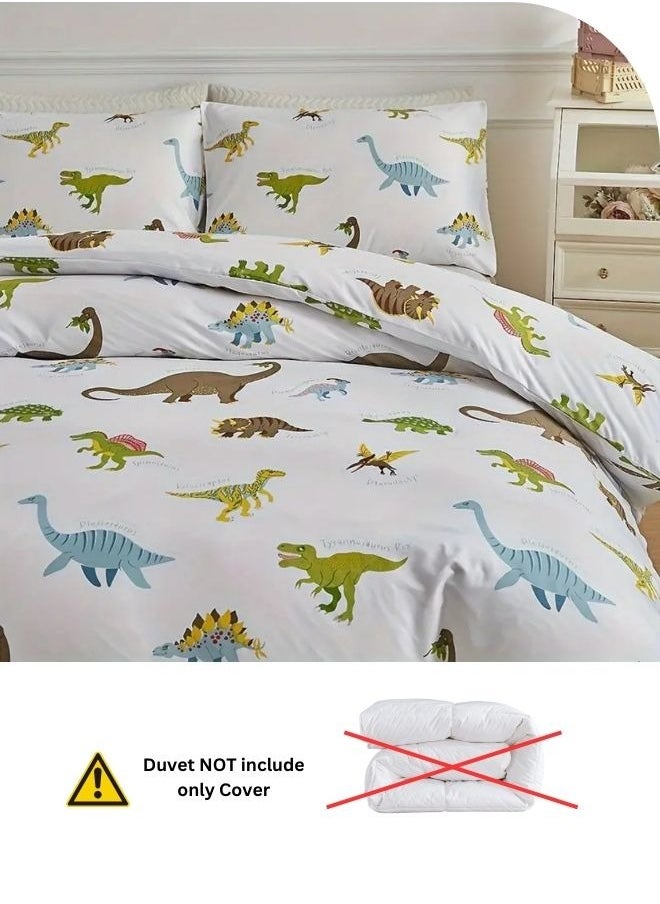 LUNA Home - Single size 4 piece bedding set with dinosaur pattern duvet cover. - Image 1